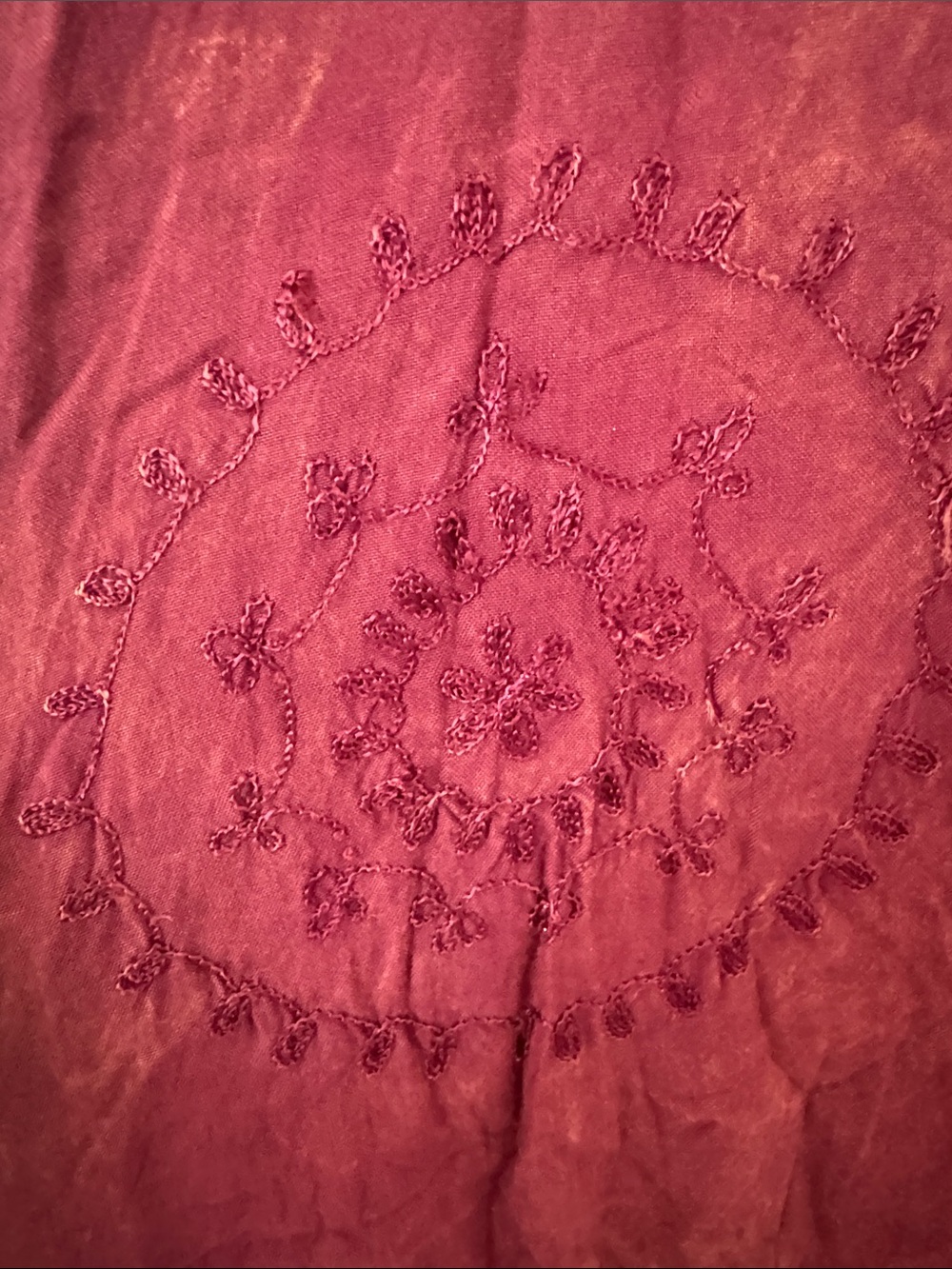 Vintage 90s Acid Wash Embroidered Fringe Tunic Dress Boho Festival Hippie M/L - Picture 7 of 12